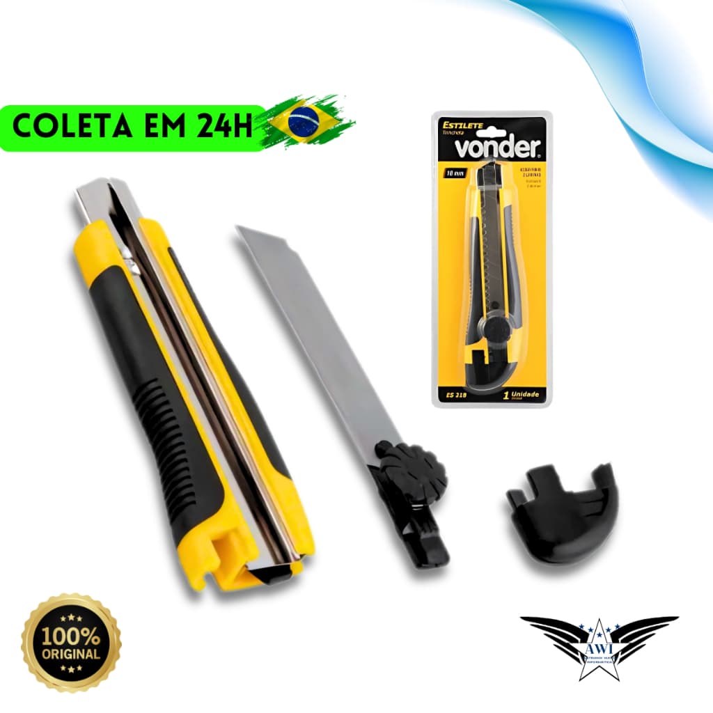 Kit Estilete Profissional Alta Precisão Emborrachado Com Trava e 2 Lâminas 18mm Inclusa Unidade/Kit