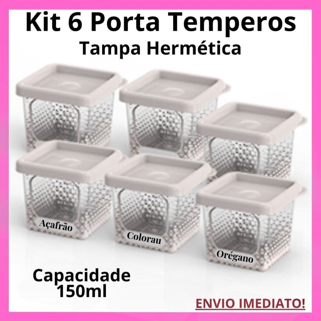Pote Porta Temperos e Condimentos Branco com tampa Hermética 150ml POTTE