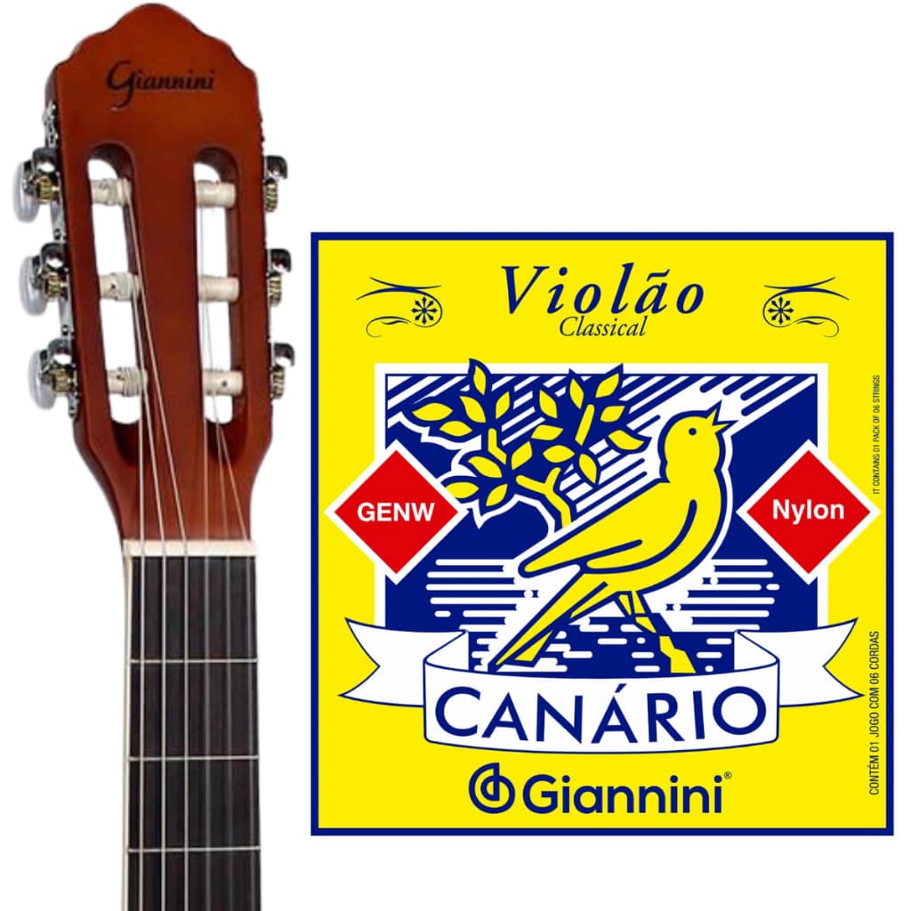 Encordoamento Corda Violão Nylon Giannini Canário GENW Média