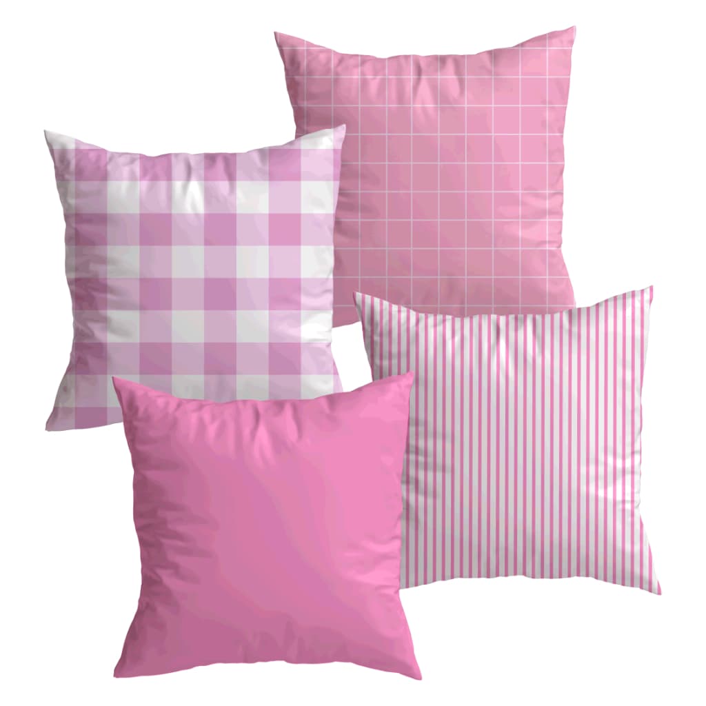 Kit 4 Capas Para Almofadas Decorativas 45x45 Sofá Oxford Com Zíper Estampa Xadrez