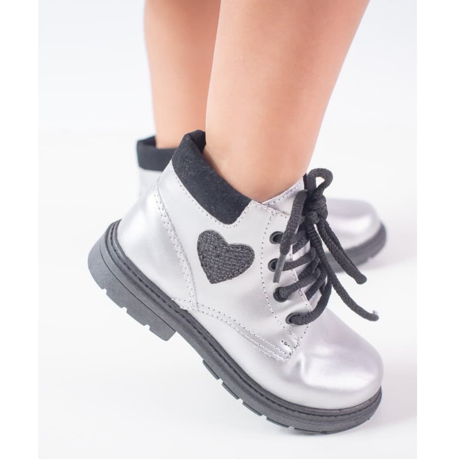 Bota Infantil Menina coração gliter coturno blogueira Moda Tendência Estilosa Macia Super Confortável