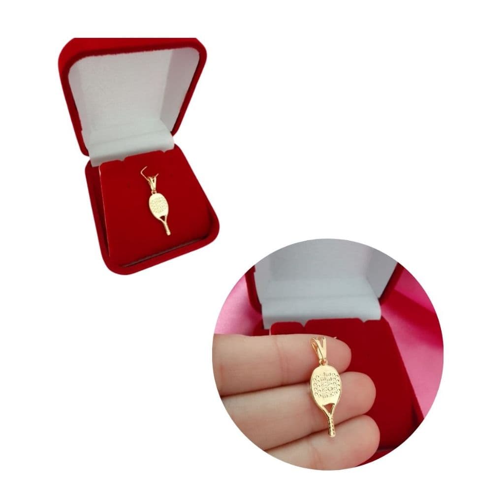 Pingente Raquete de Beach Tennis Banhado a Ouro 18k