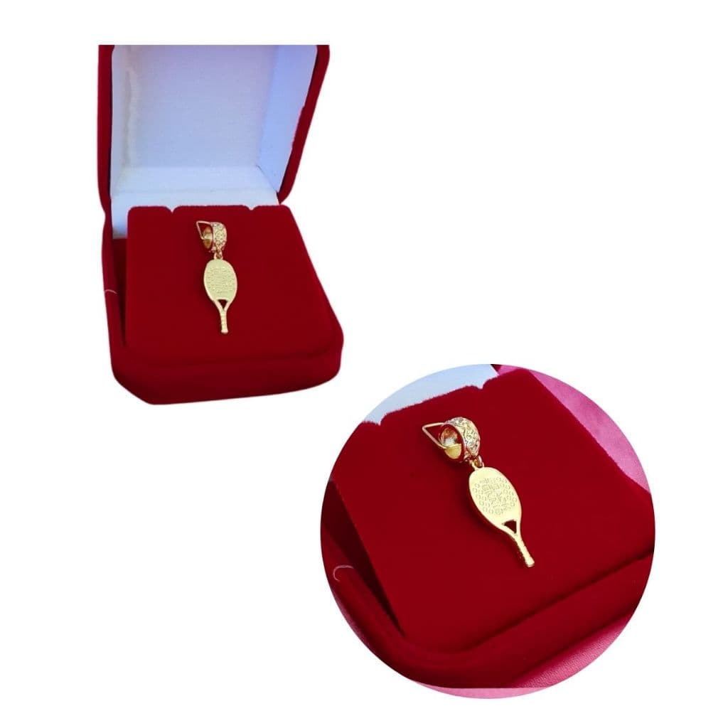 Berloque Pingente Raquete De Beach Tennis Banho Ouro 18k