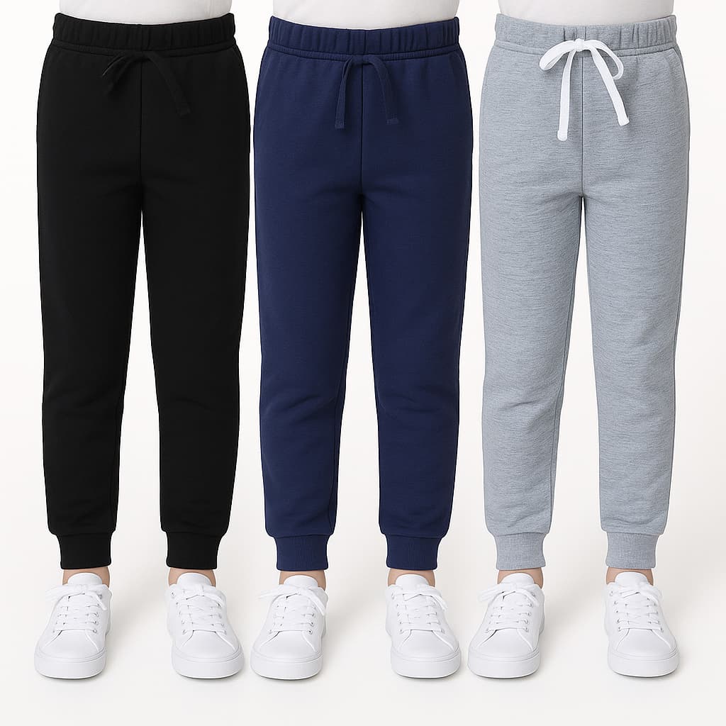 kit 3 calças moletom jogger ou com punho menino e menina peluciada moletom grosso