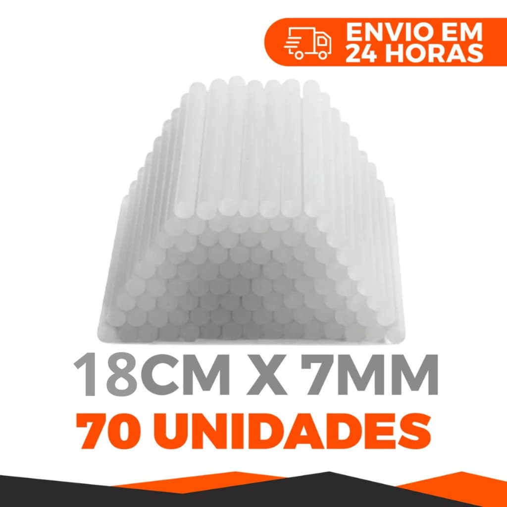 Bastão De Cola Quente Fino 18cm X 7mm 70 Unidades