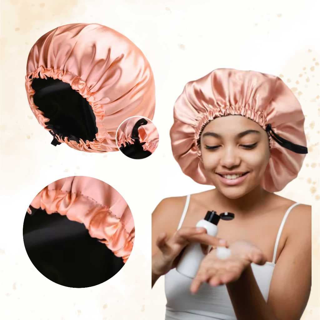 Touca de Cetim Dupla Face Cetim Grande Ajustável  Regulável Anti Frizz