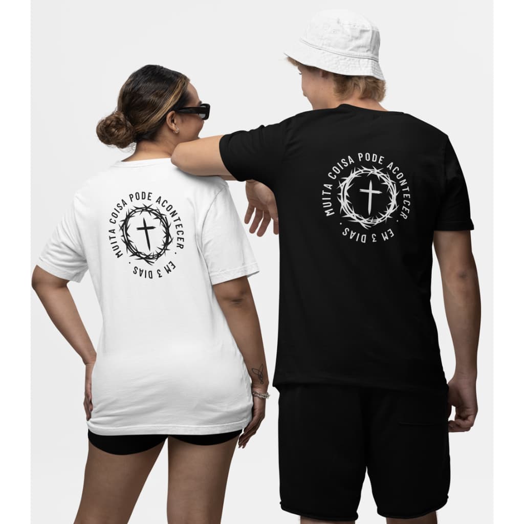 Kit 2 camiseta casal, 100%algodão, frase cristã