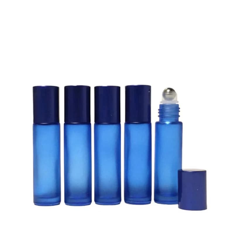 Kit 20 Frascos Vidro Azul Fosco Rollon 10ml Premium Vidro Grosso para Perfume e Óleo Essencial