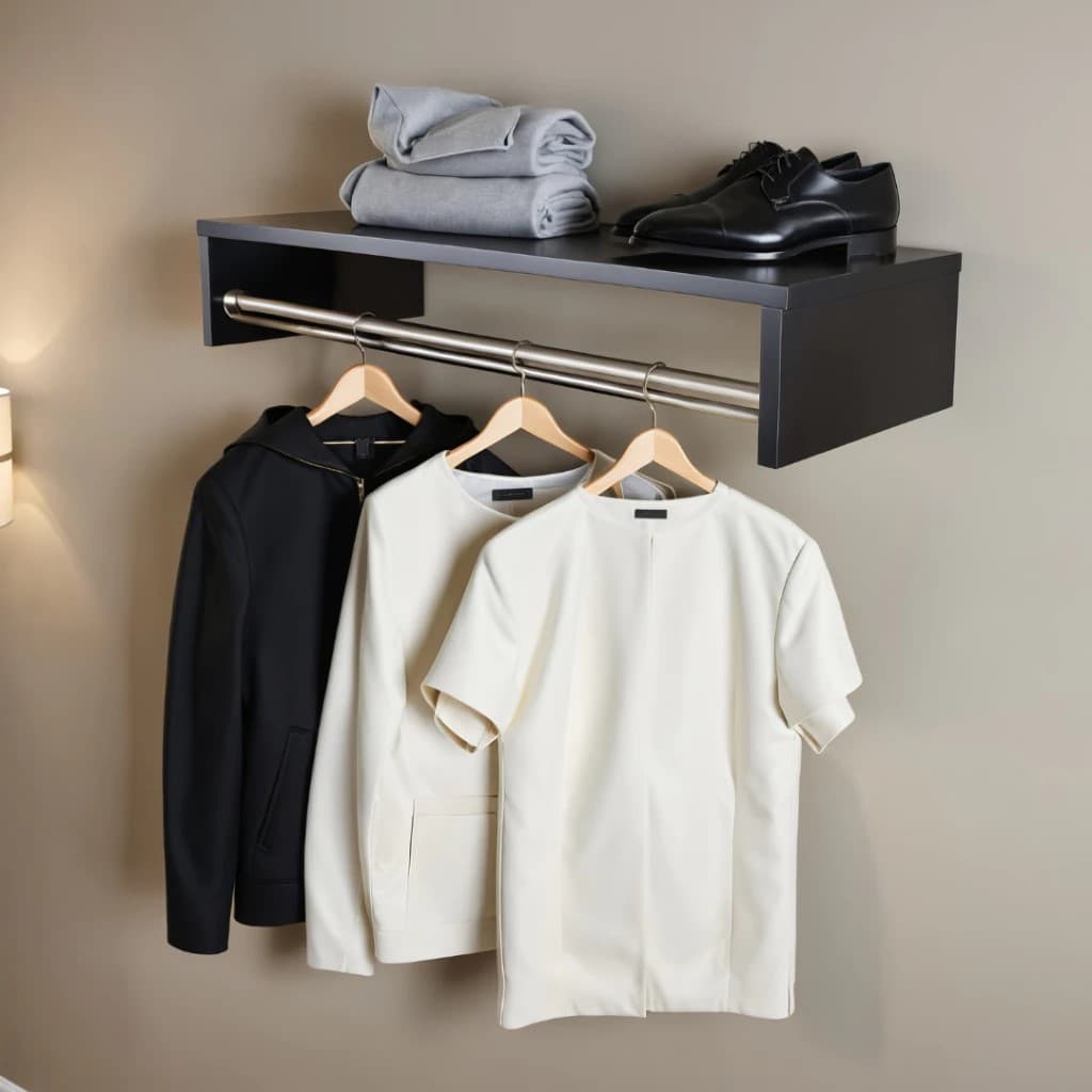 Cabideiro Arara De Parede MDF Sofisticado Branco/Preto 60cm