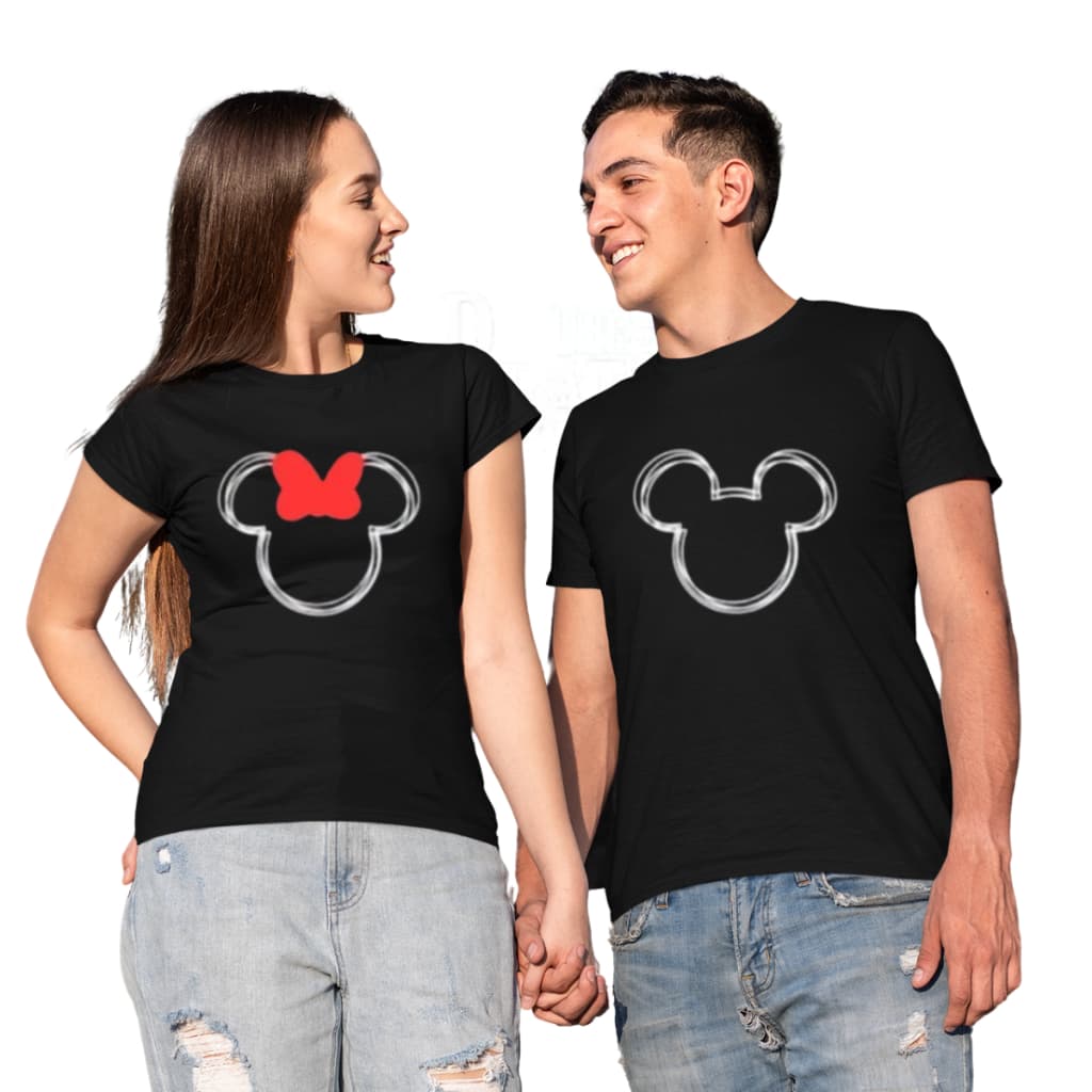 Kit Casal Blusa 2 Camiseta Tshirt Filme Desenho Minie E Michey Mouse fofo casal namorados