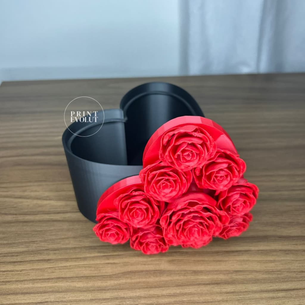 Porta-Joias Coração com Rosas em 3D / Presente Dia dos namorados