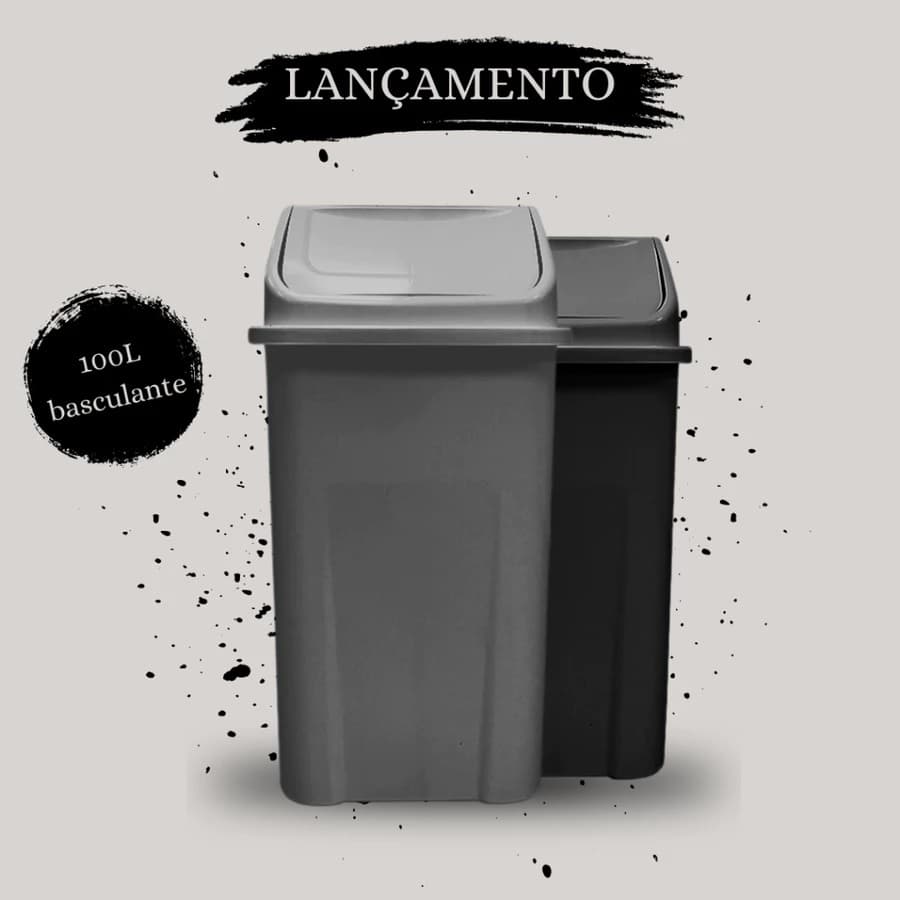 Lixeira 100L Basculante Vai e Vem – Reforçada e Resistente para Coleta Seletiva e Recicláveis