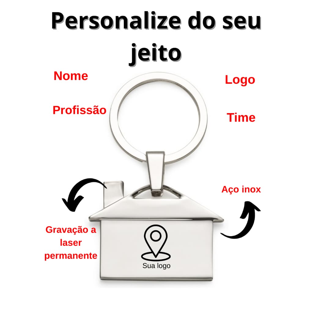 Kit 5 Chaveiros casa em Metal Personalizado