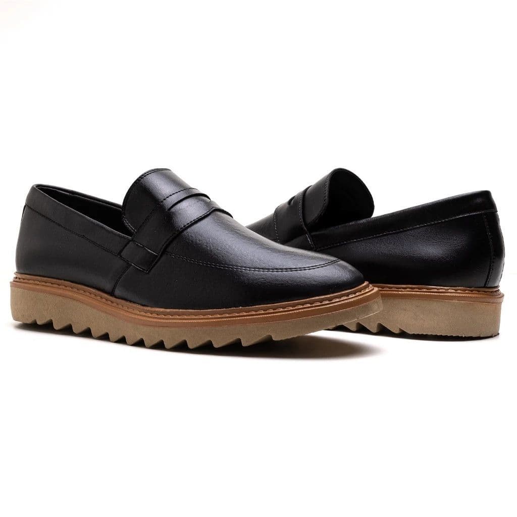 Sapato Masculino Mocassim de Couro com Sola Tratorada de Couro Premium Loafer Super Confortável Envio Imediato