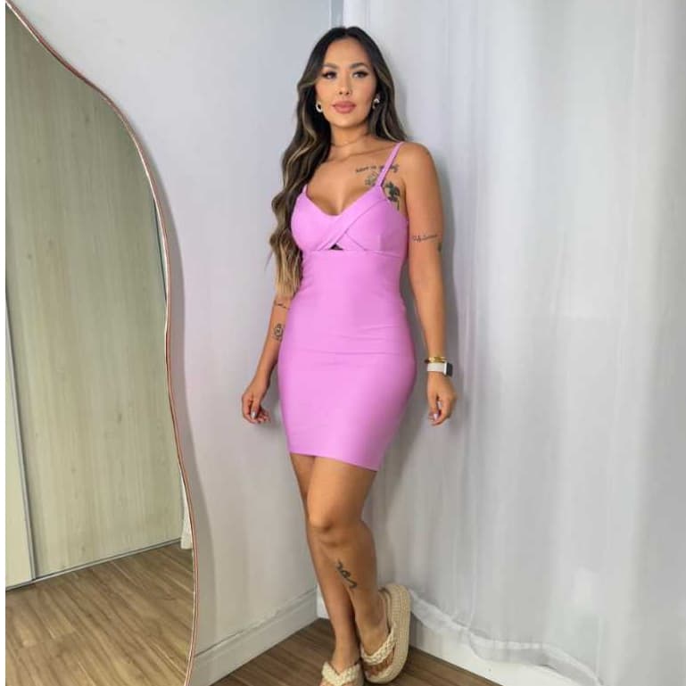 Vestido Tubinho em Suplex de Alcinha com Bojo