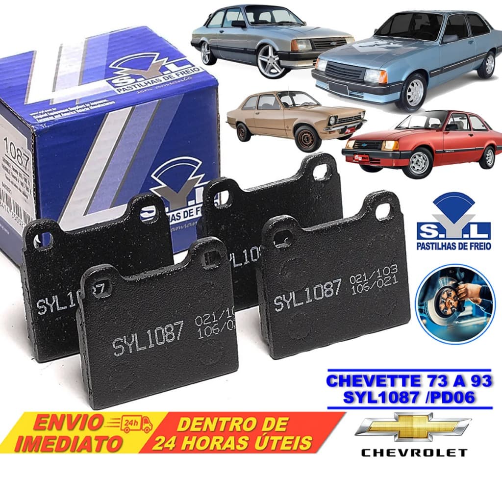 Pastilha de Freio Dianteira Chevette 1973 a 1993 | SYL1087 PD6 | Alta Qualidade Original SYL Com NFe