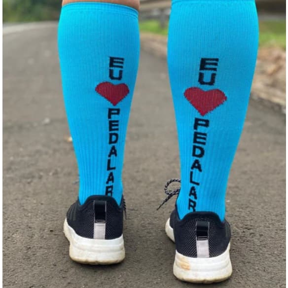 Meia de Compressão - EU AMO PEDALAR - meia esportiva em poliamida - T-socks Brasil