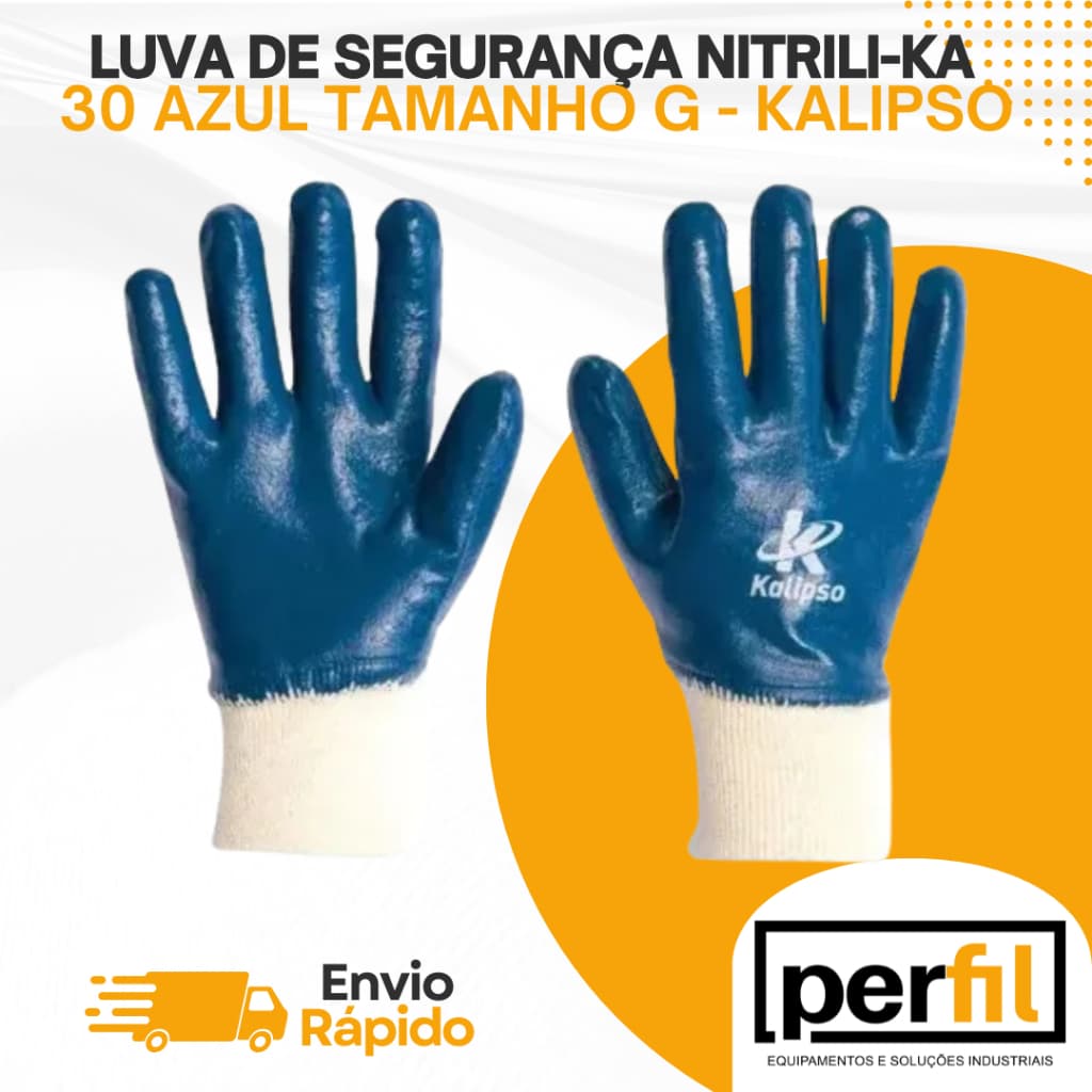 Luva De Algodão C/ Revestimento Nitrílico Azul Ka-30 Kalipso G