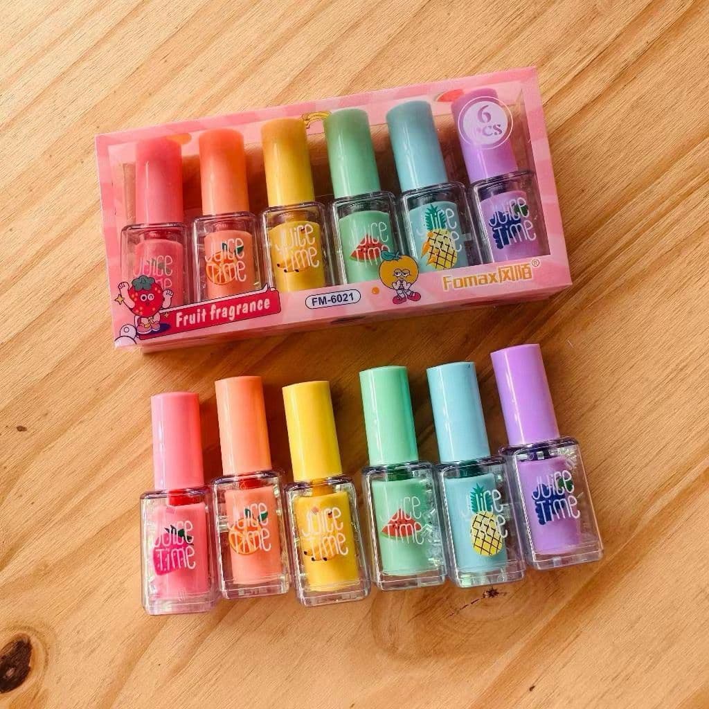 Kit com 6 Marca Texto Formato de Esmalte Com Cheirinho de Frutas (FRUIT FRAGRANCE) FM-6021