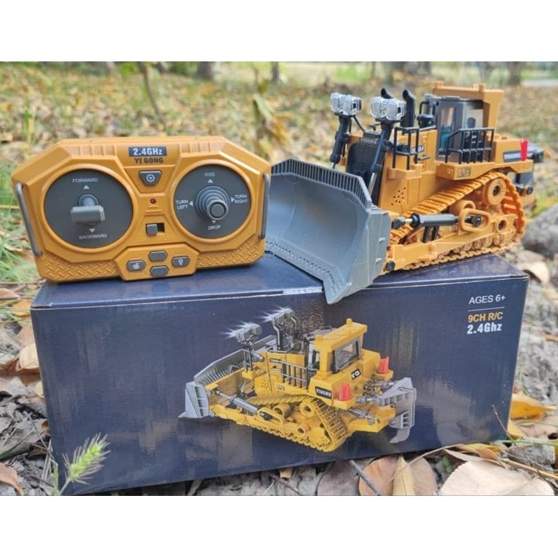Mini Trator Esteira Controle Remoto 9 Canais Som Luz Metálico 2.4GHz- Miniaturas