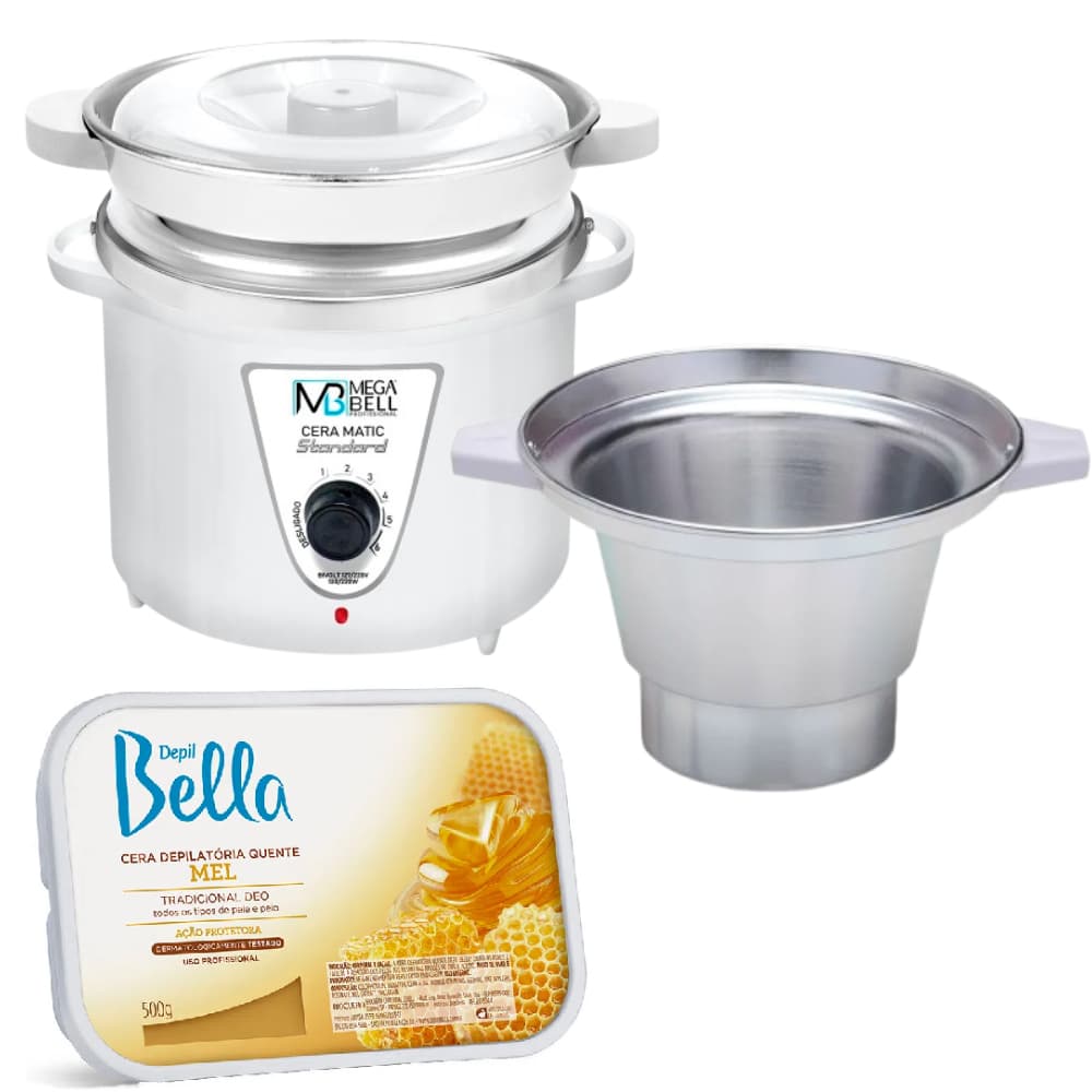 Termocera Branca Com Refil 900g + Refil Extra + Cera em Barra de Mel