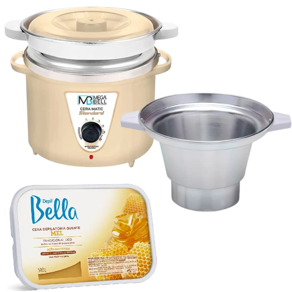 Termocera Bege Com Refil 900g + Refil Extra + Cera em Barra de Mel