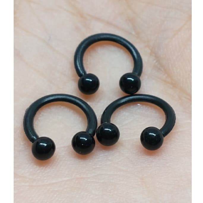 piercing ferradura preto silicone 8mm web flex kit 3 unidades cartilagem brinco helix lóbulo tragus unissex