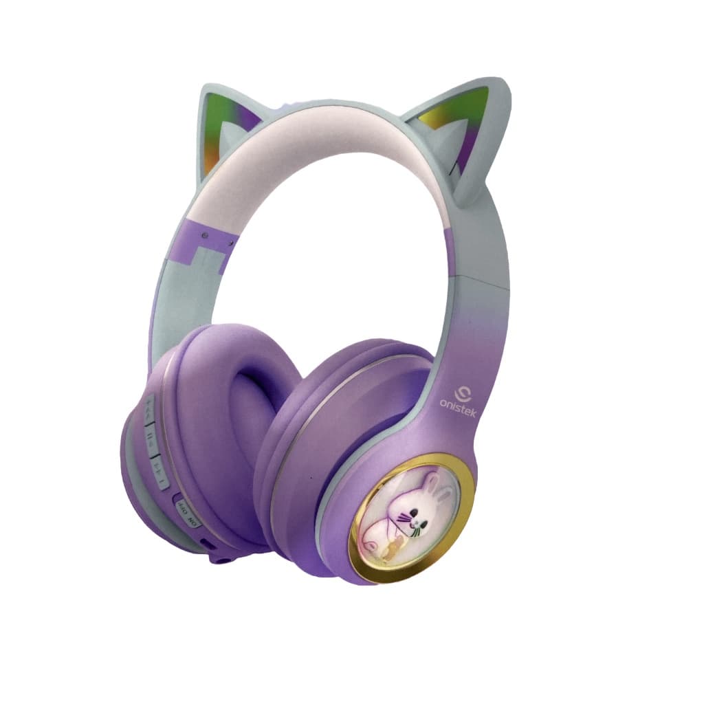 Fone de ouvido gatinho orelha gato carinha sem fio colorido Bluetooth Led menina menino infantil tik