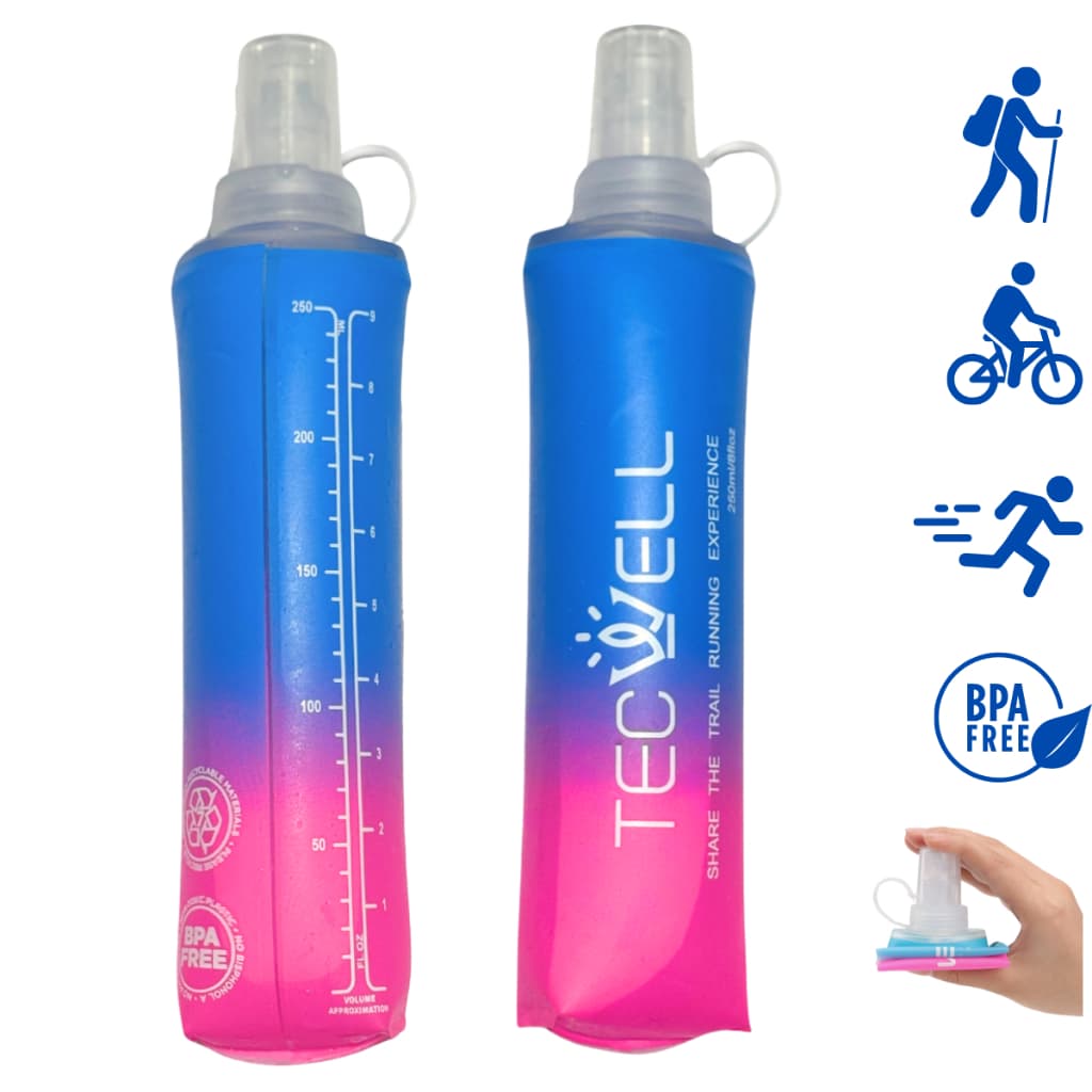 Garrafa de Água Dobrável Silicone Flask Macia Hidratação Running 250ml Soft