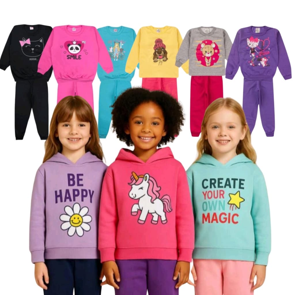 Kit Sortido 4 Peças de Roupas Feminino Infantil Inverno Tamanho 01 ao 14