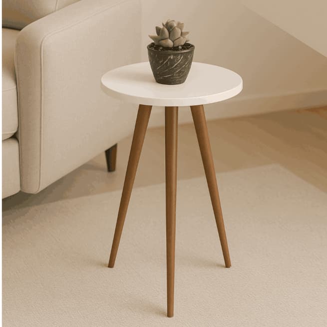 Conjunto de Mesas de Apoio Redonda - Móveis Retro Sala Quarto kit c/3
