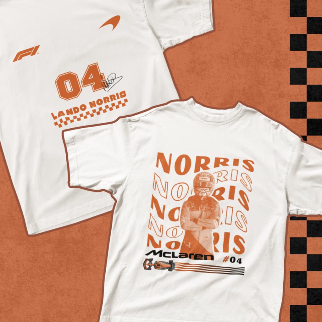 Camiseta Lando Norris Formula 1 2025 Piloto McLaren Camisa Streetwear 100% Algodão