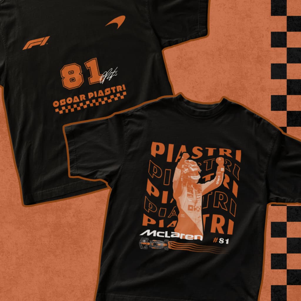 Camiseta Oscar Piastri Formula 1 2025 Piloto McLaren Camisa Streetwear 100% Algodão