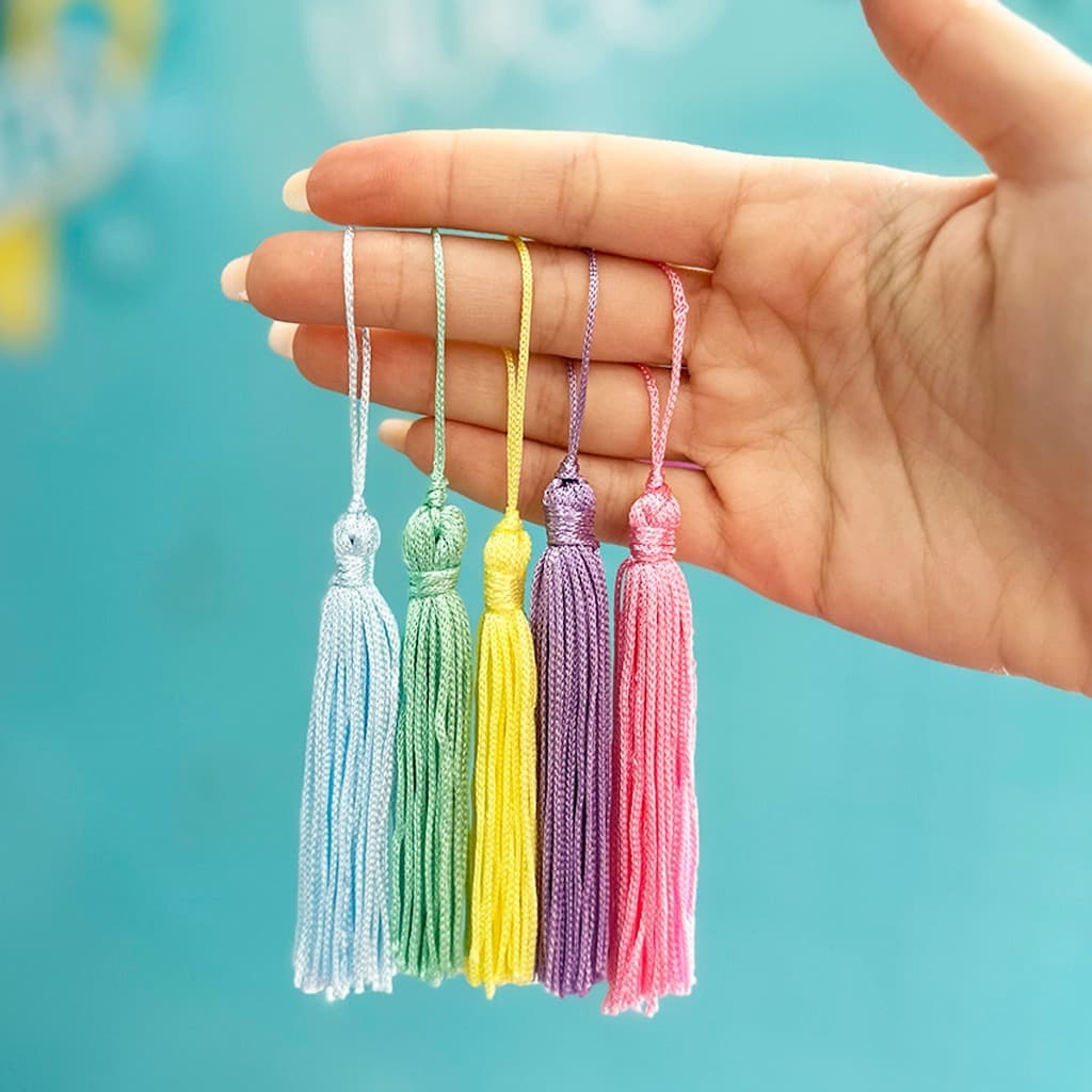 10 Tassel 70mm Tons Pastel Pingente Poliéster Chaveiro Artesanato Encadernação Agenda Planner Bijuterias DIY