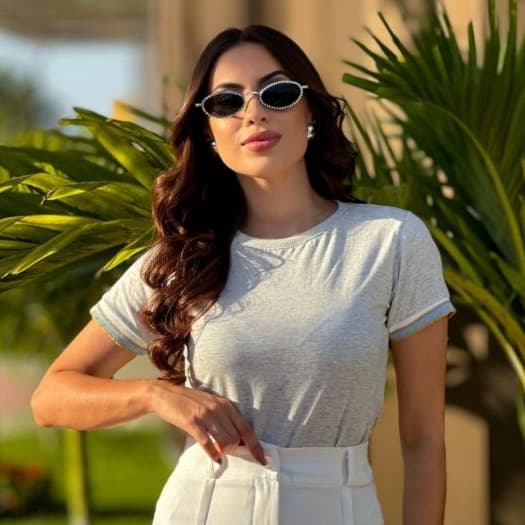kit 5 Blusa Feminina Algodão Manga Curta com Punho | T-Shirt Feminina Básica Moda Casual Confortável