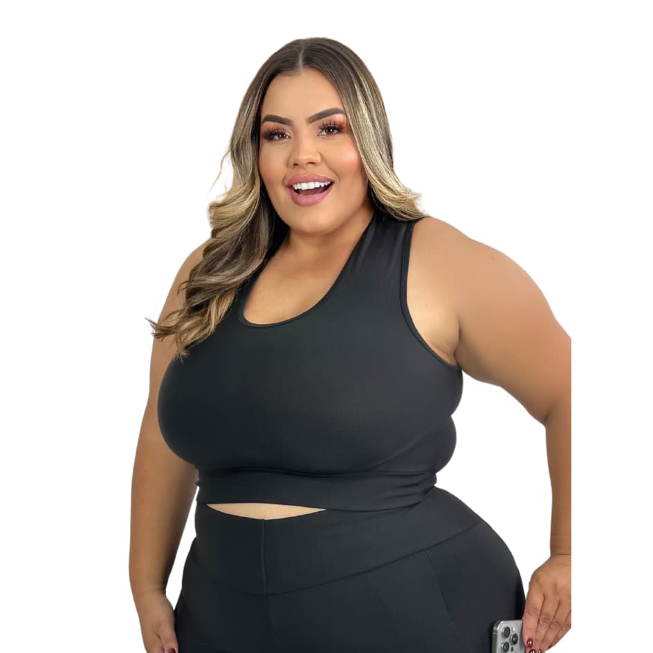 Top Fitness Plus Size Sem Bojo Suplex Premium Alta Sustentação 44 ao 54 Curves Feminino
