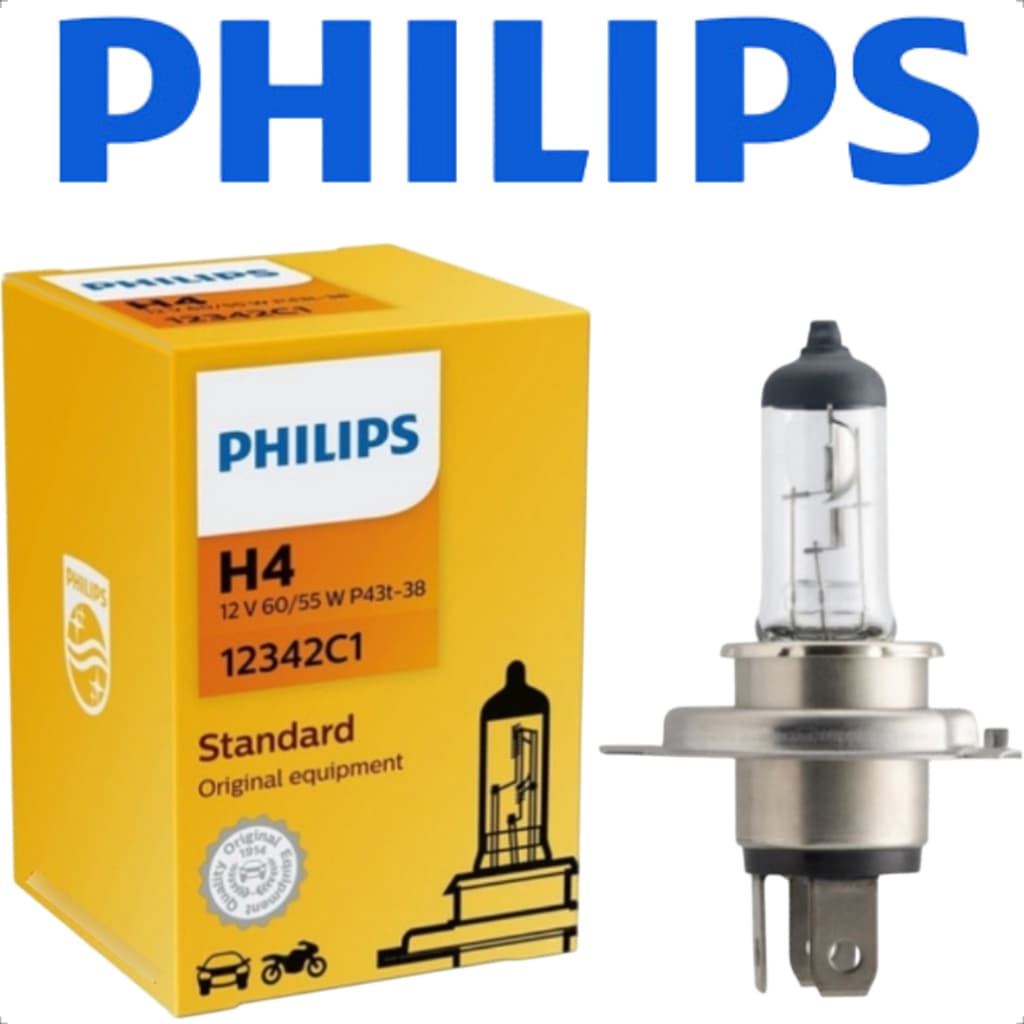 Lâmpada Farol Carro Moto H4 60/55w 12v Original Philips P43t lampada farol alto baixo 12v Moto Carro