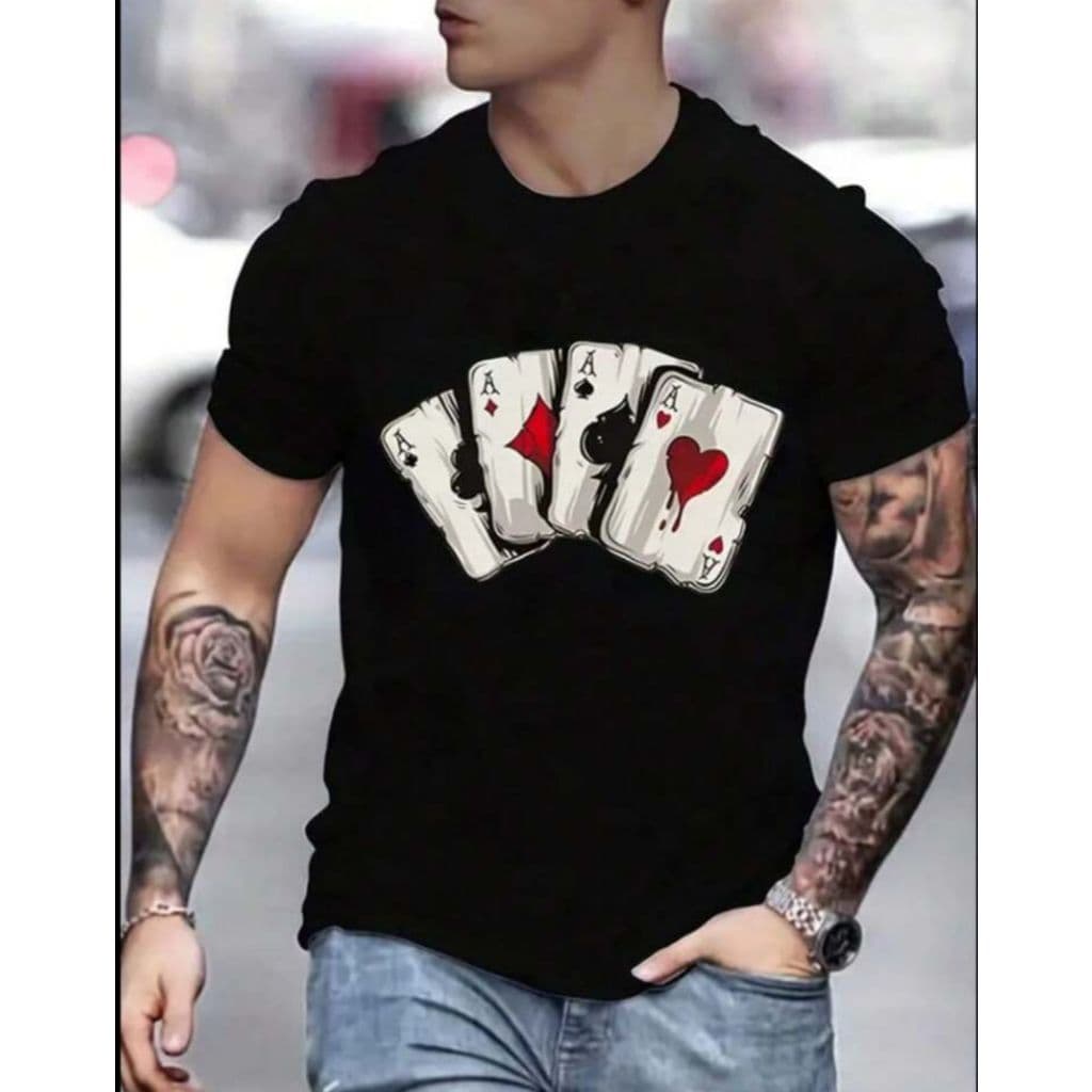 Camiseta masculina CARTAS Gola Redonda Manga Curta Algodão Moda Basica, Praia ,Verão  Todos Os Estilos