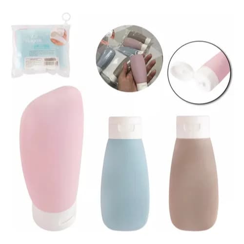Kit Viagem 3 Frasco Pote Shampoo Creme Sabonete 60ml + Bolsa