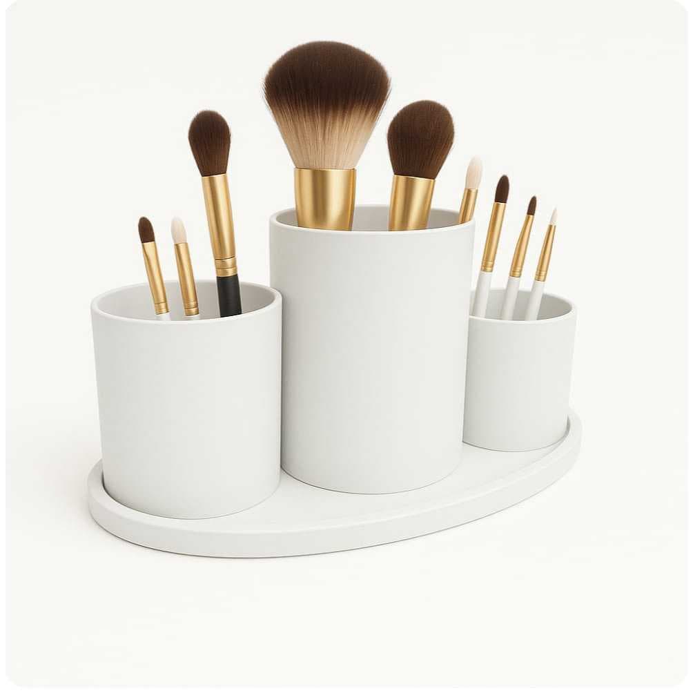 Organizador Elegance 3 em 1 para Pincéis de Maquiagem Ideal para manter organizada!