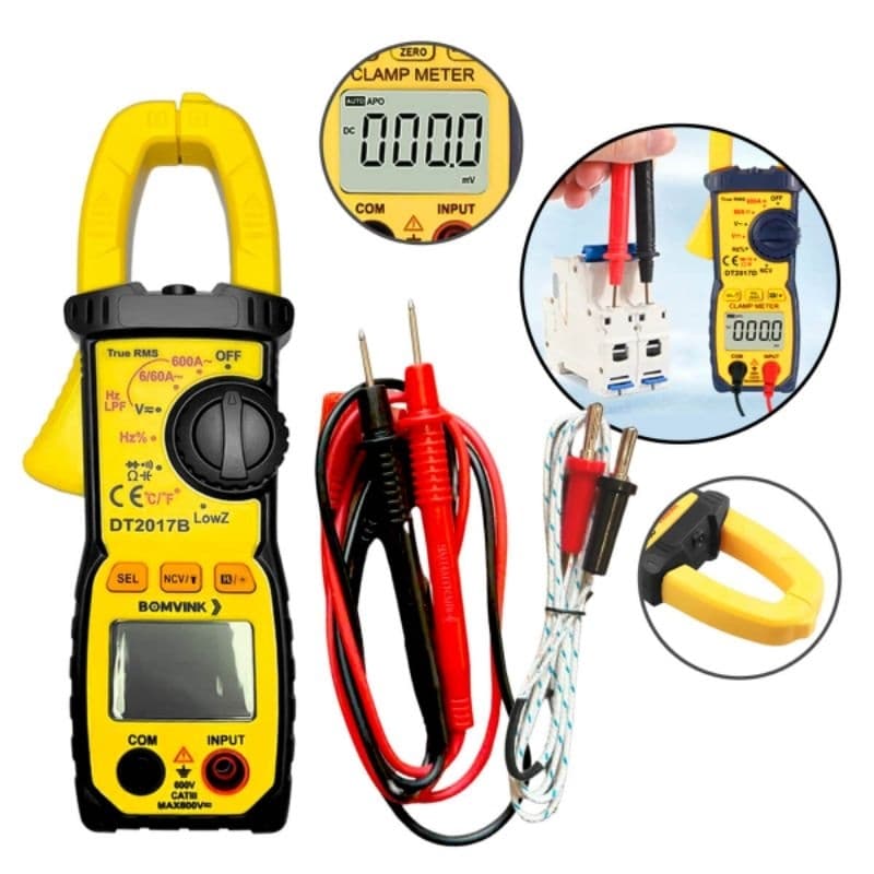 Alicate Amperímetro Profissional com Capacitância e Frequência Bivolt com Detector de Tensão Sem Contato
