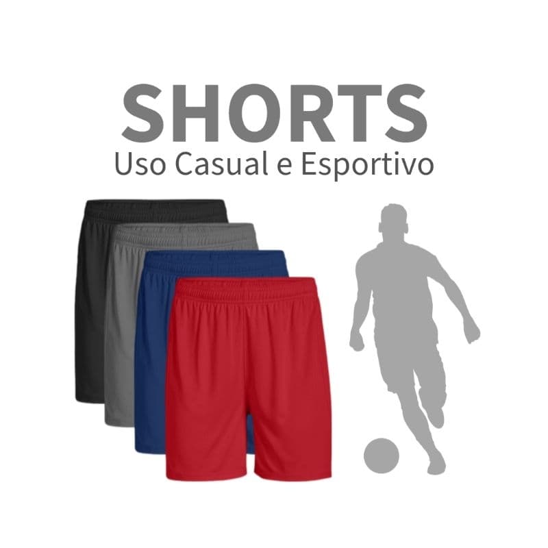 Calção Masculino com Elástico e Cordão para o Dia Dia Lazer Treino Caminhada Futebol Academia