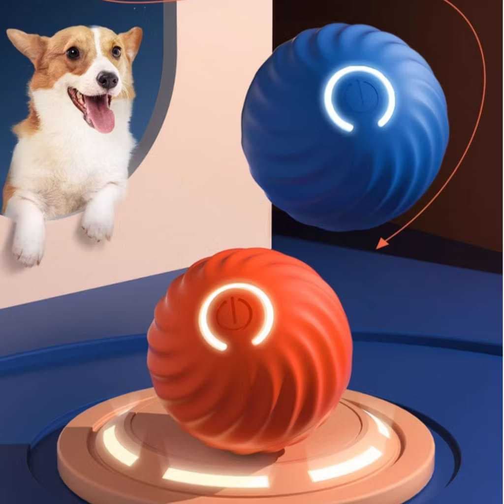 Bola Interativa Inteligente para Cães e Gatos | Recarregável USB | Movimento Automático com LED MT194  F3