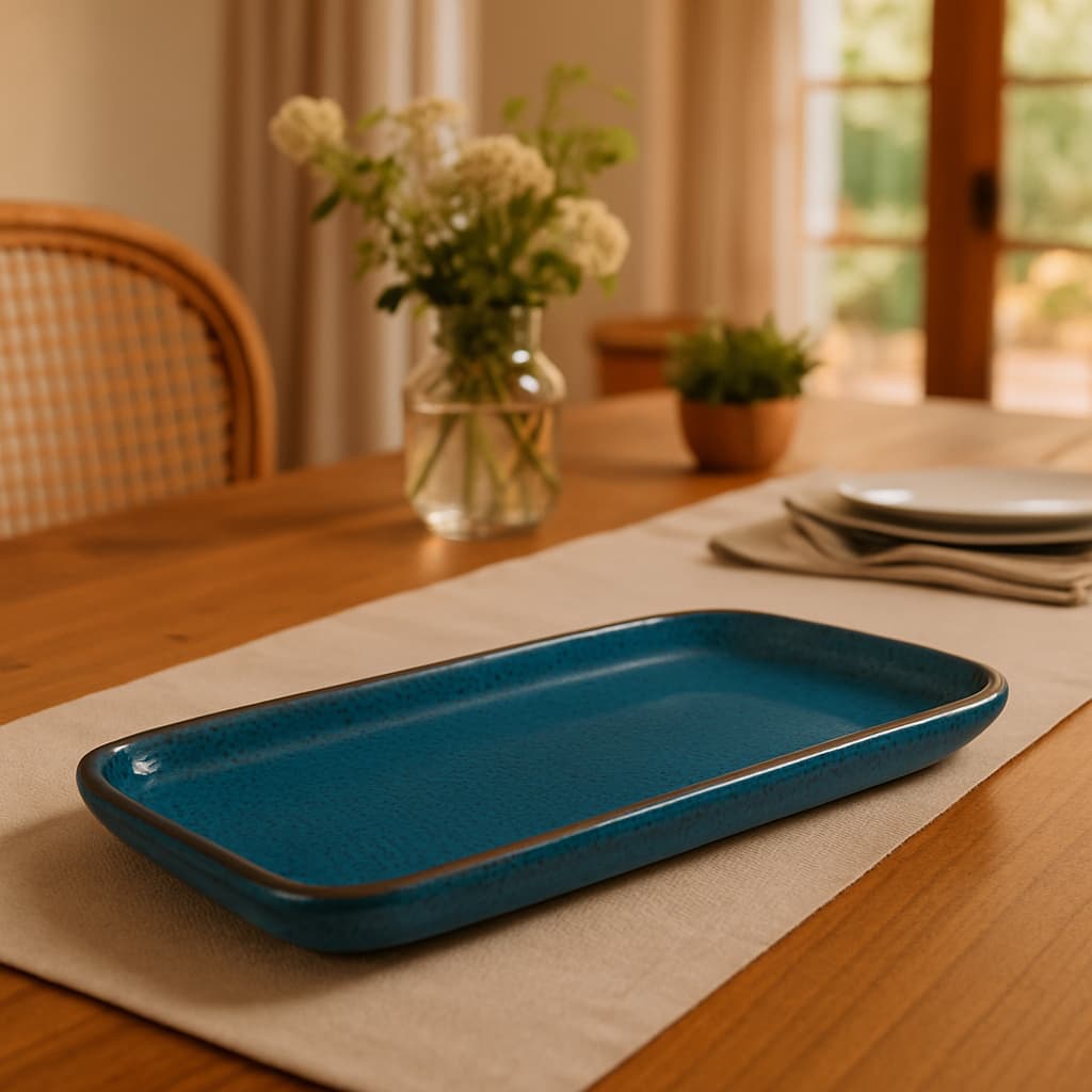 Rocamboleira Retangular Grande Cerâmica Decoração Mesa Posta
