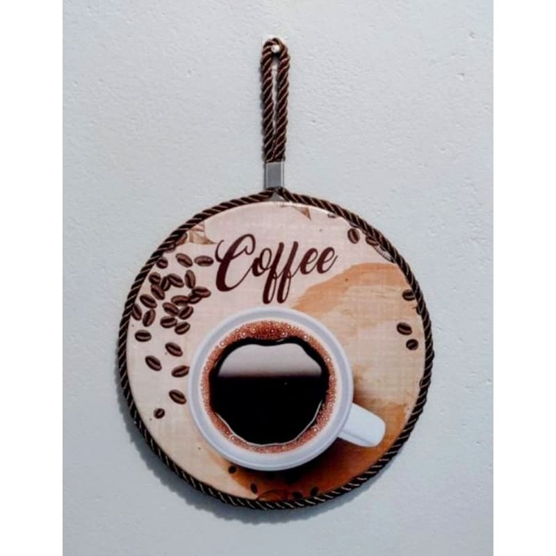 Enfeite Circular em Cerâmica e Cortiça Coffee