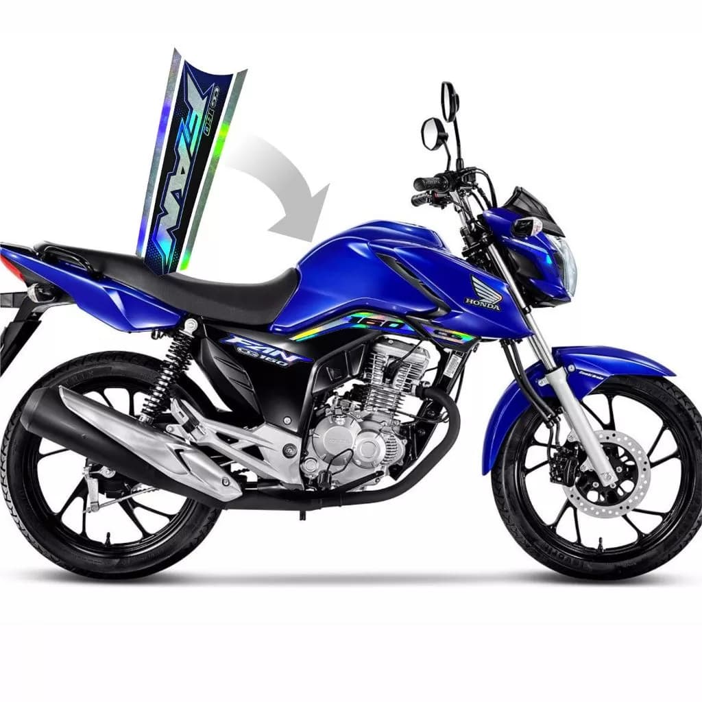 Kit Adesivo Honda CG Fan 160 Holográfico Laminado 2016 2017 2018 2019 2020 2021 2022 2023 2024 Azul