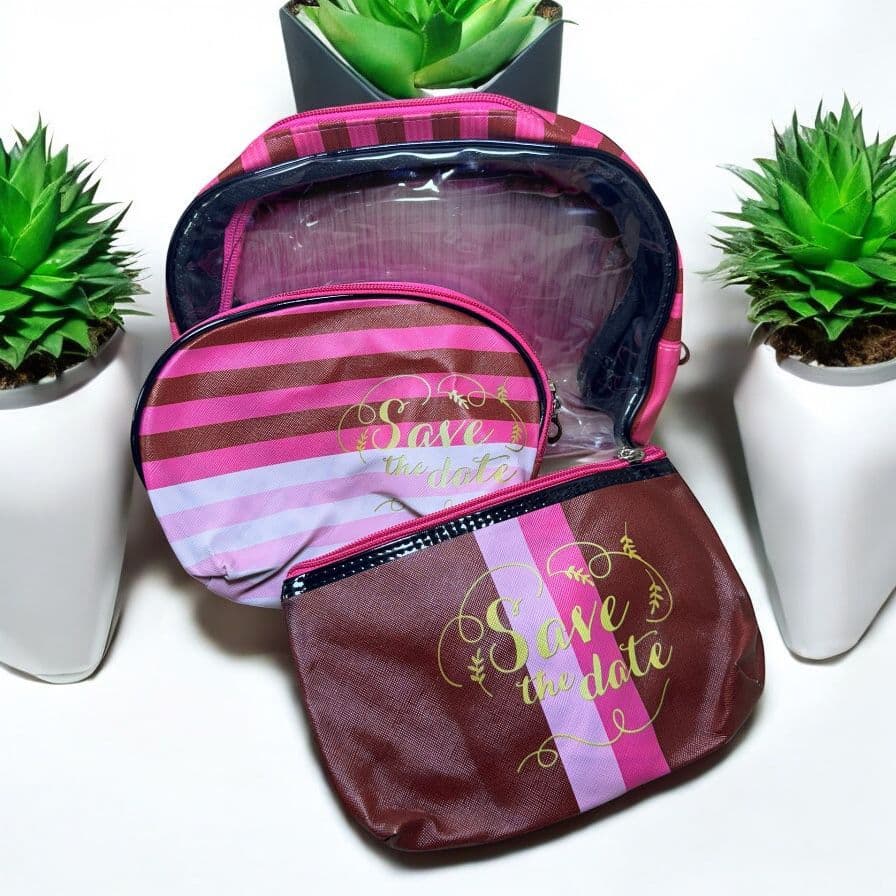 Kit Necessaire Transparente Bolsa Organizadora Plástico PVC Viagem Maquiagem Com Zíper