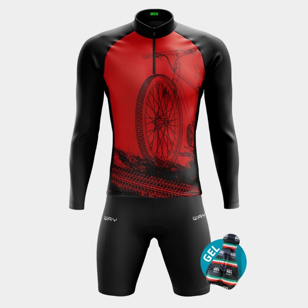 Conjunto Ciclismo Masculino Manga Longa Inverno Bermuda Forro Acolchoado Gel Pedal Bike Speed Mtb