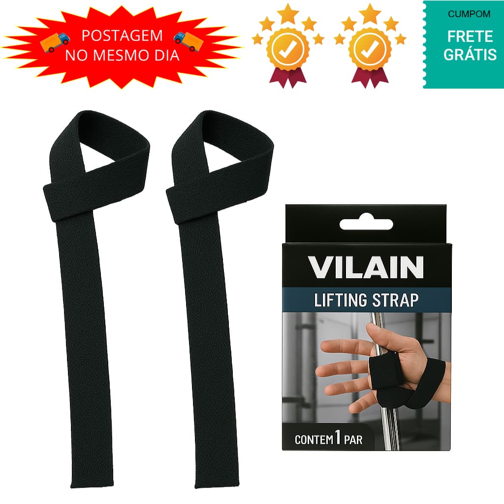 Strap academia musculação preto tala fita treino costas