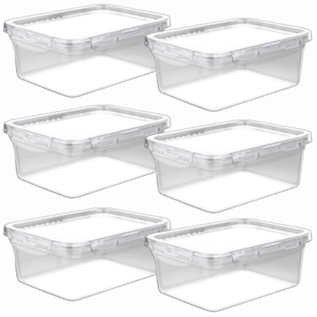 Kit 6 Potes Marmita Fit 400ML Retangular com Tampa e Travas Lanche Porta Frutas